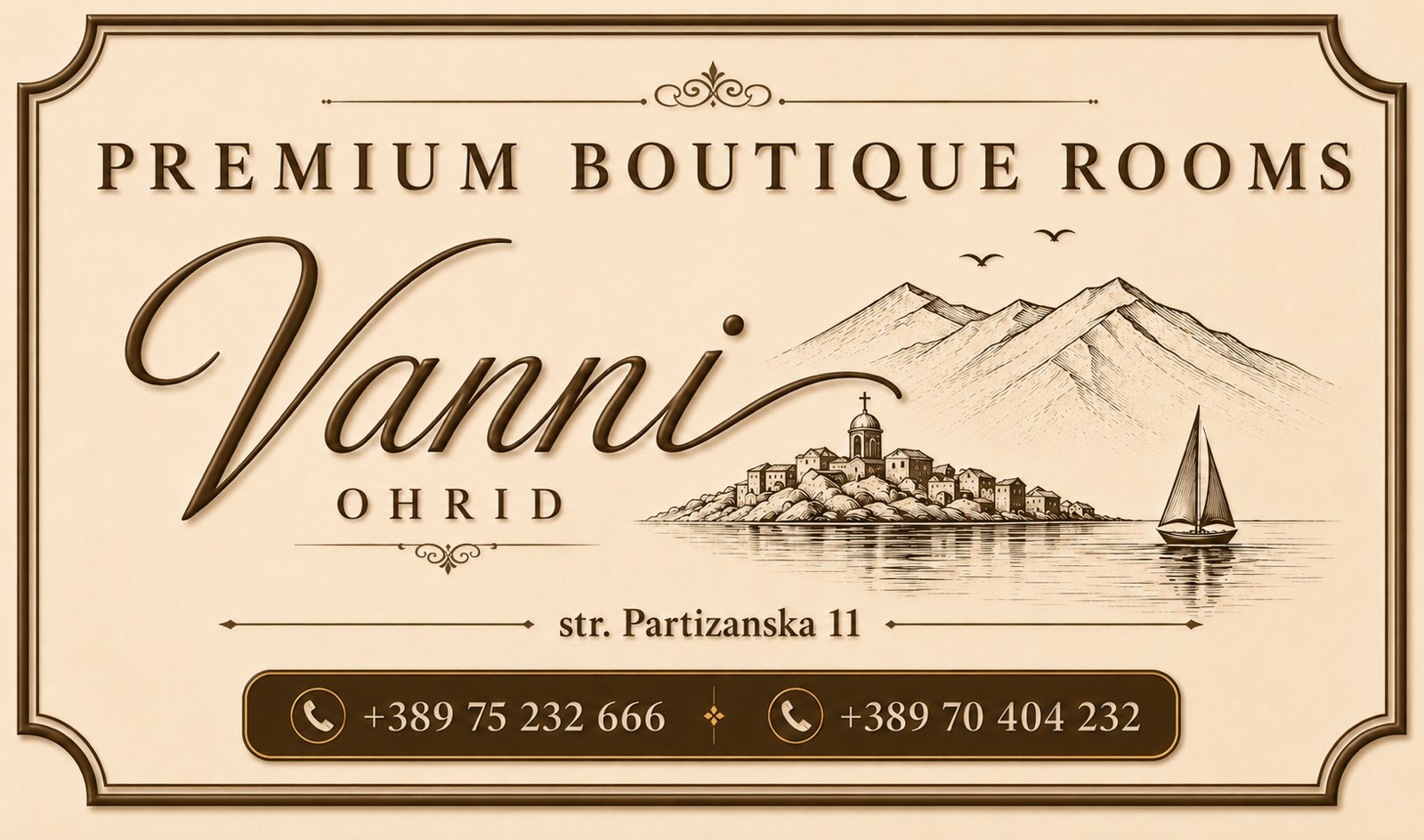 The Vanni sign lit at night